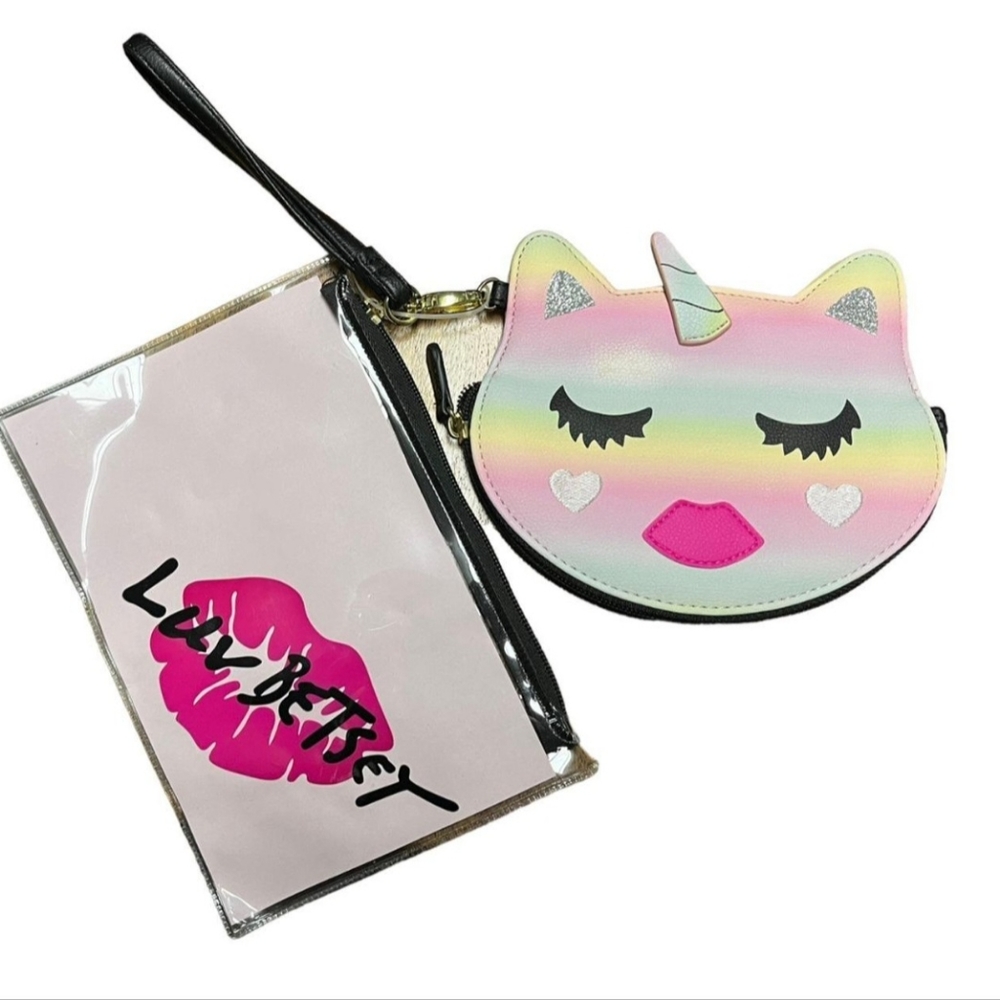 Betsey Johnson Unicorn Wristlet and Makeup Bag NWT